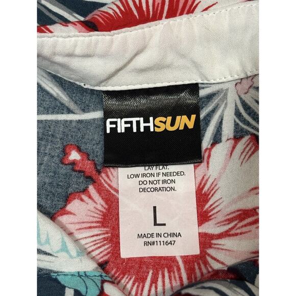 Fifth Sun Mens Hawaiian Hibiscus Button Up Tropical Shirt size Large - Picture 5 of 7